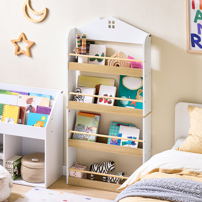 SoBuy | Bücherregal Kinder | Kinderregal | mit 4 Ablagen | KMB121-WN