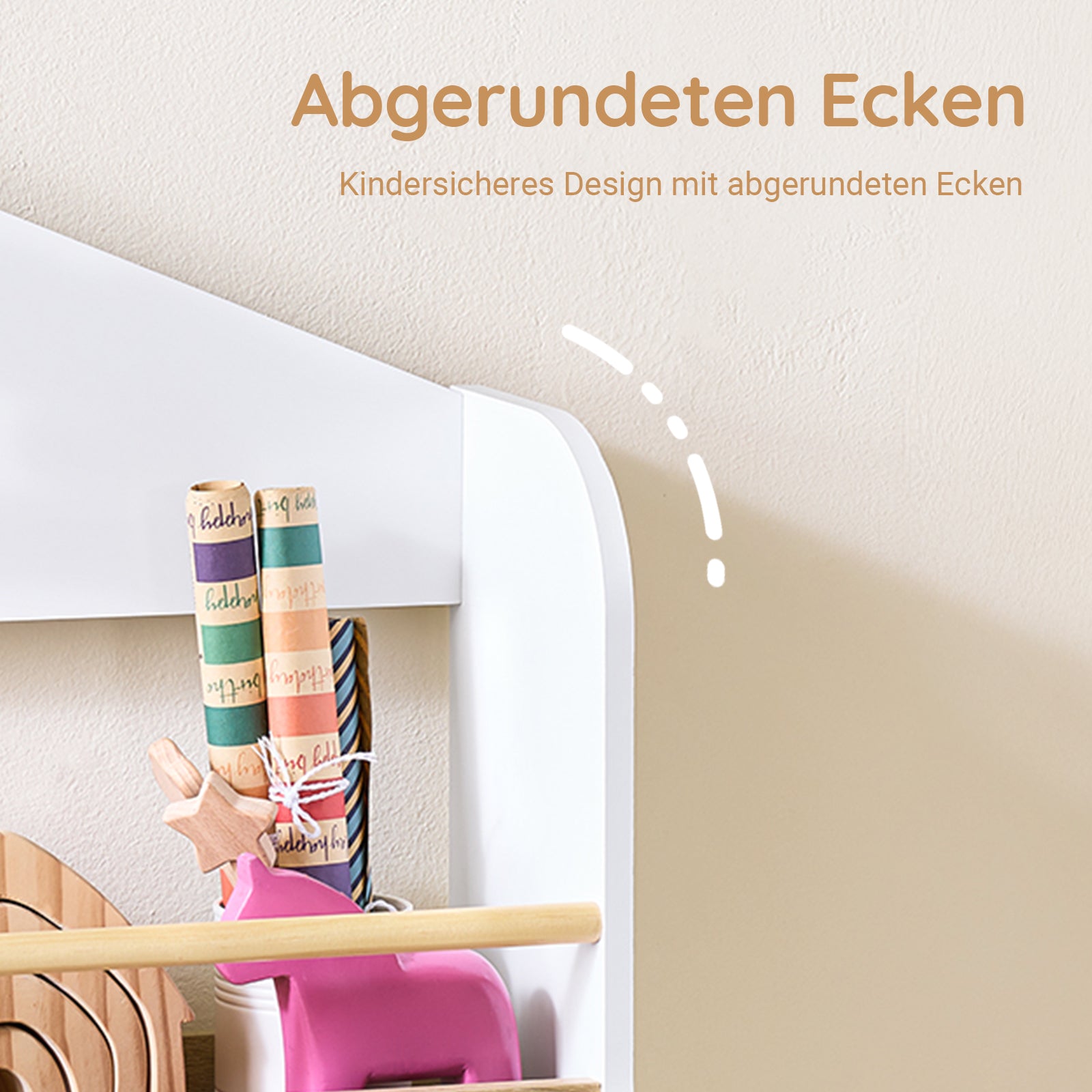 SoBuy | Bücherregal Kinder | Kinderregal | mit 4 Ablagen | KMB121-WN