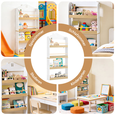 SoBuy | Bücherregal Kinder | Kinderregal | mit 4 Ablagen | KMB121-WN
