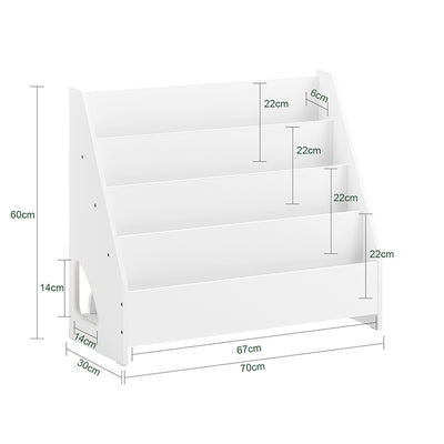 SoBuy | Kinderbücherregal Büchergestell für Kinder | Weiß | 70x60x30cm | KMB32-K-W