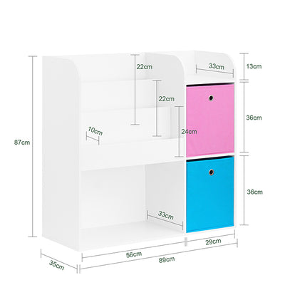 SoBuy | Kinderbücherregal | Spielzeugtruhe | Aufbewahrungsregal für Kinder | Weiß-Rosa | KMB37-F