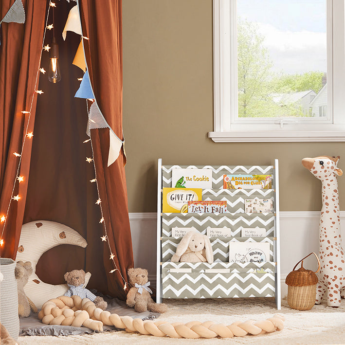 SoBuy | Kinderbücherregal | Zeitungsständer | Aufbewahrungsregal für Kinder | KMB50-HG