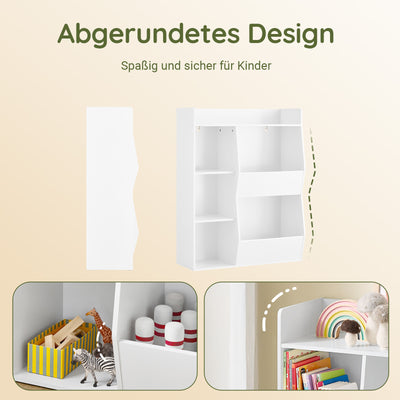 SoBuy | Kinder Bücherregal | Montessori Regal | Kinderzimmer mit 5 Offenes Fach | Weiß | KMB55-K-W