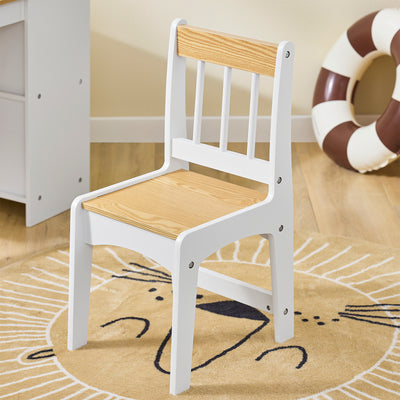SoBuy | Kindertisch mit 1 Stuhl | Kindersitzgruppe | Maltisch für Kinder | Weiß und Natur | KMB60-WN