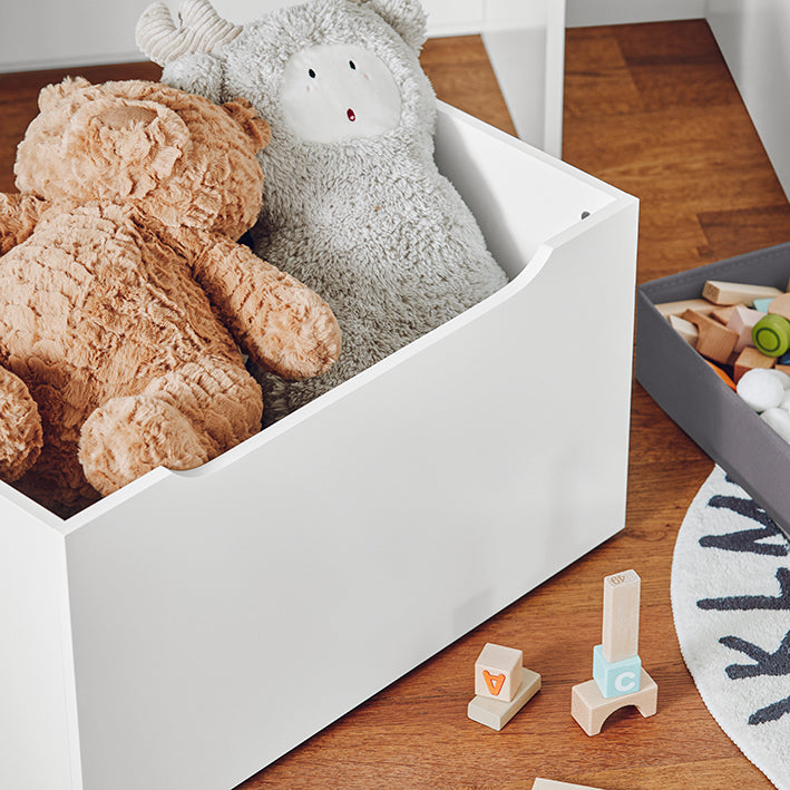 Vorverkauf | SoBuy | Kinderregal mit 2 Stoffboxen | Bücherregal | Spielzeugtruhe mit Rollen | KMB71-W