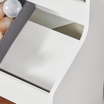 Vorverkauf | SoBuy | Kinderregal mit 2 Stoffboxen | Bücherregal | Spielzeugtruhe mit Rollen | KMB71-W