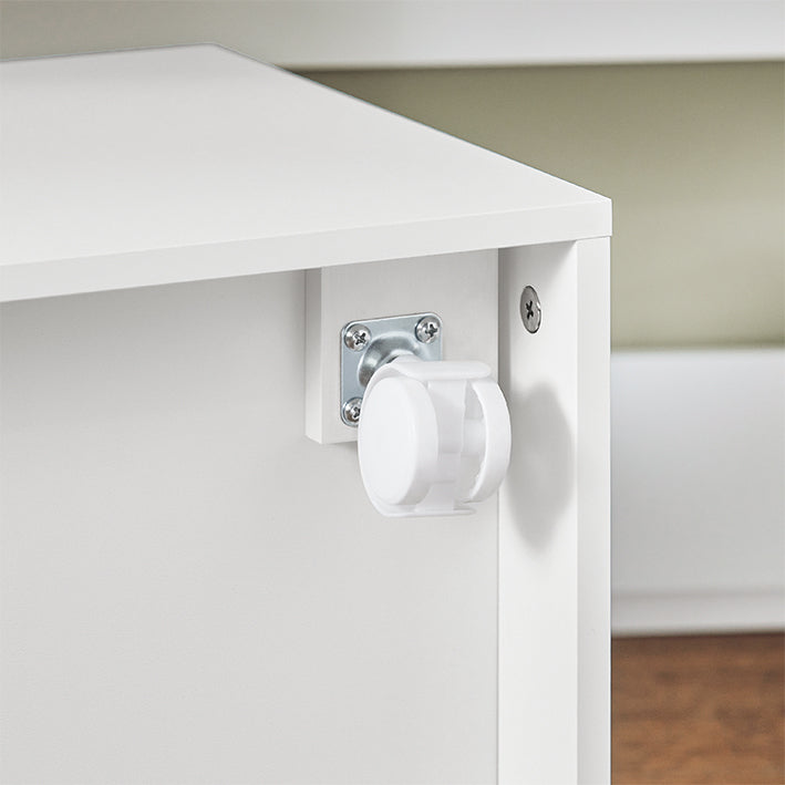 Vorverkauf | SoBuy | Kinderregal mit 2 Stoffboxen | Bücherregal | Spielzeugtruhe mit Rollen | KMB71-W