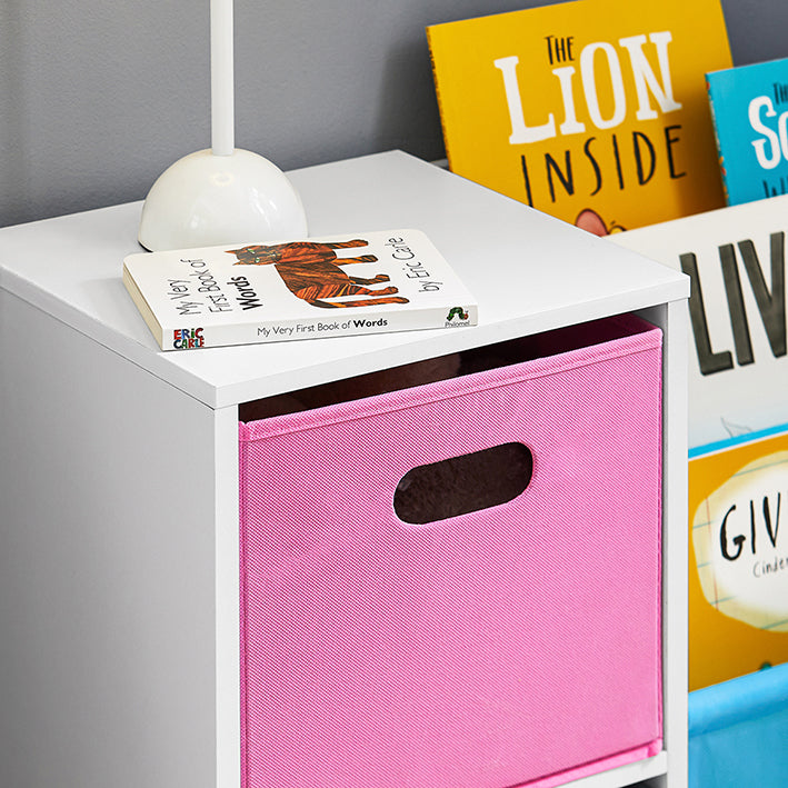 SoBuy | Kinderregal | Bücherregal Kinder | Spielzeugregal | Weiß-Blau&Rosa | KMB76-F