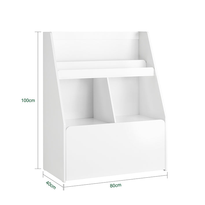 Vorverkauf | SoBuy | Kinderregal mit 1 Spielzeugtruhe | Bücherregal | Aufbewahrungsregal für Kinder | KMB83-W