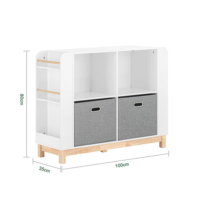 SoBuy | Kinderregal | Bücherregal | Aufbewahrungsregal für Kinder | Weiß-Natur | KMB85-W
