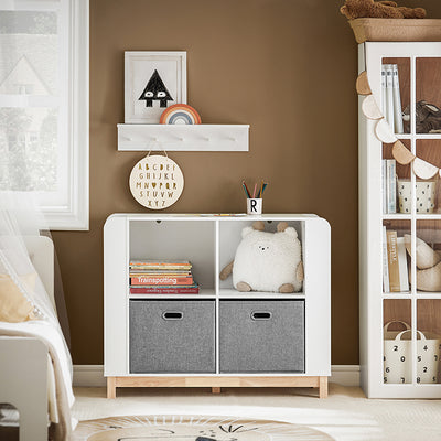 SoBuy | Kinderregal | Bücherregal | Aufbewahrungsregal für Kinder | Weiß-Natur | KMB85-W