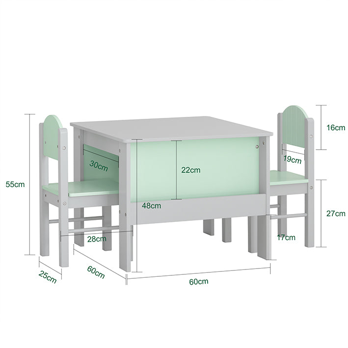 SoBuy | Kindertisch mit Stühlen | Kindersitzgruppe | Maltisch für Kinder | Hellgrau | KMB88-HG