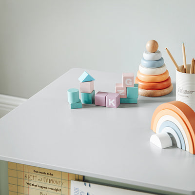 SoBuy | Kindertisch mit Stühlen | Kindersitzgruppe | Maltisch für Kinder | Hellgrau | KMB88-HG