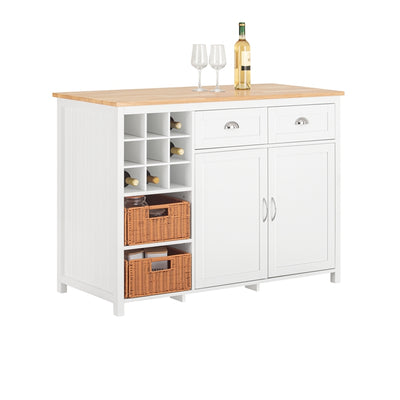 Vorverkauf | SoBuy | Kücheninsel mit 2 Rattankörben | Küchenschrank | Sideboard | Buffet | KNL05-W