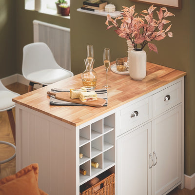 Vorverkauf | SoBuy | Kücheninsel mit 2 Rattankörben | Küchenschrank | Sideboard | Buffet | KNL05-W