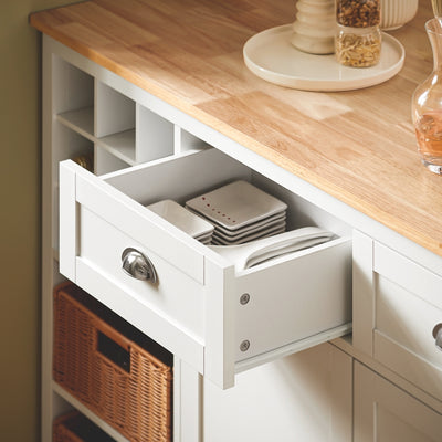 Vorverkauf | SoBuy | Kücheninsel mit 2 Rattankörben | Küchenschrank | Sideboard | Buffet | KNL05-W