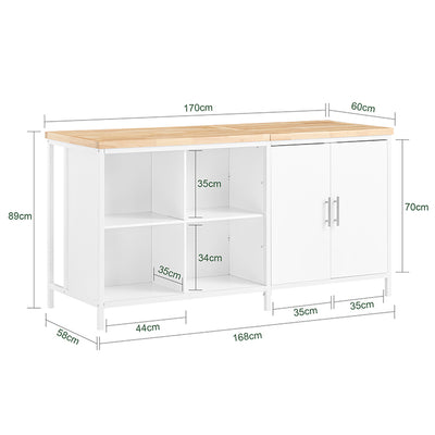 SoBuy | Kücheninsel | Sideboard | Küchenschrank | Kommode | Bartisch | Weiß-Natur | KNL09-WN