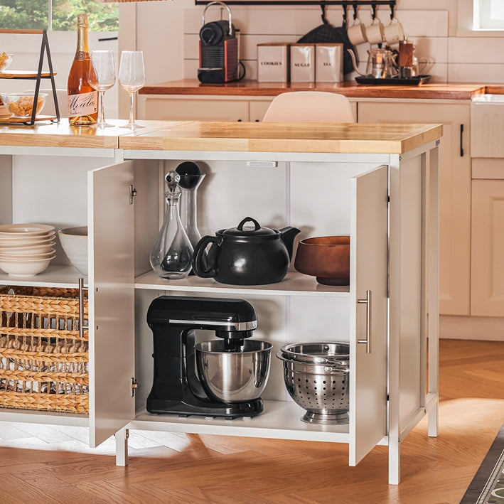 SoBuy | Kücheninsel | Sideboard | Küchenschrank | Kommode | Bartisch | Weiß-Natur | KNL09-WN