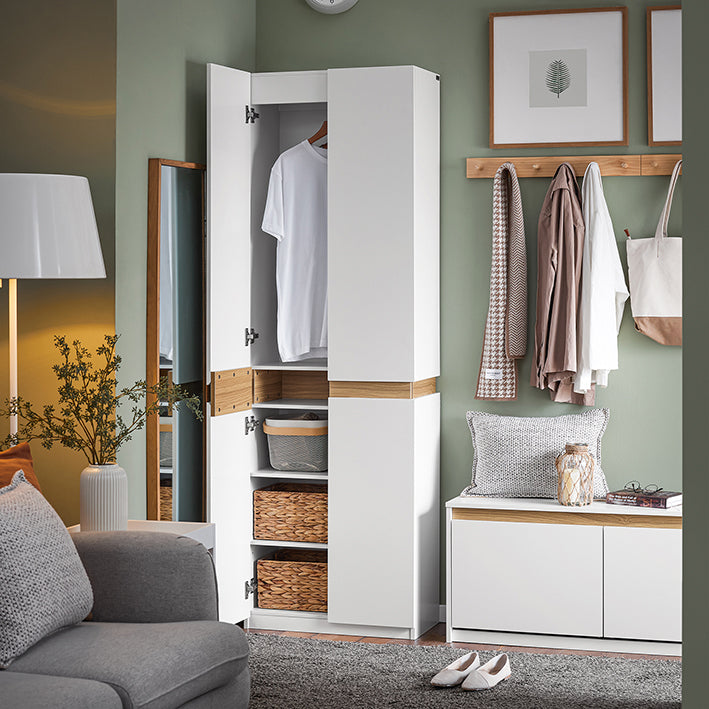SoBuy | Kleiderschrank mit 2 Türen | Hochschrank | Aufbewahrungsschrank | Weiß | KSB01-W