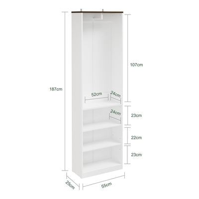 SoBuy | Kleiderständer | Kleiderschrank Weiß schmal mit Kleiderstange | White | KSB02-W