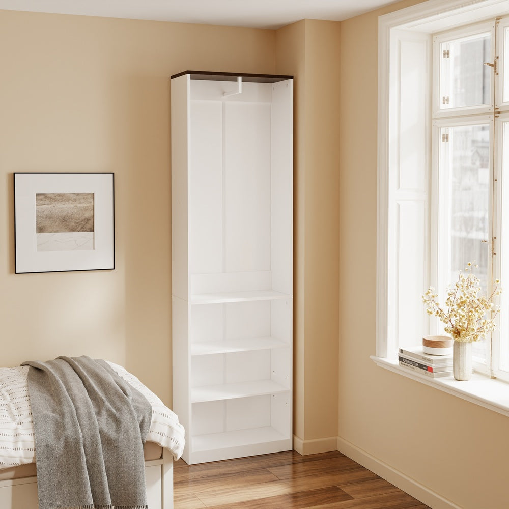 SoBuy | Kleiderständer | Kleiderschrank Weiß schmal mit Kleiderstange | White | KSB02-W