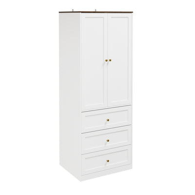 SoBuy | Kleiderständer | Kleiderschrank Weiß Schmal (70cm) Drehtürenschrank mit 3 | White | KSB04-W