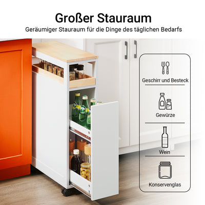 Vorverkauf | SoBuy | Nischenregal mit 3 Schubladen | schmales Küchenregal | Nischenwagen | NSR11-WN