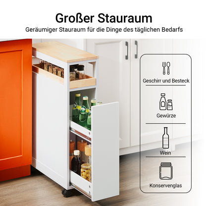 Vorverkauf | SoBuy | Nischenregal mit 3 Schubladen | schmales Küchenregal | Nischenwagen | NSR11-WN