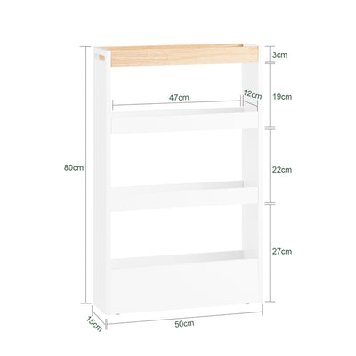 SoBuy | Nischenwagen 15cm breit | Badrollwagen | Küchenregal Weiß | NSR12-W