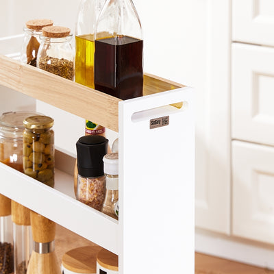 SoBuy | Nischenwagen 15cm breit | Badrollwagen | Küchenregal Weiß | NSR12-W