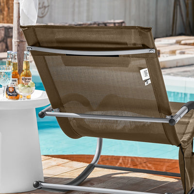 SoBuy Sonnenliege schaukel Liegestuhl für Gärten, Höfe 63x87x150cm Braun OGS28-BR