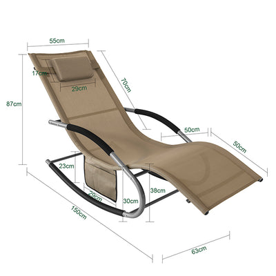 SoBuy Sonnenliege schaukel Liegestuhl für Gärten, Höfe 63x87x150cm Braun OGS28-BR
