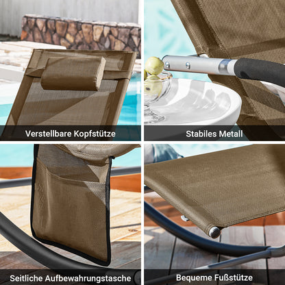 SoBuy Sonnenliege schaukel Liegestuhl für Gärten, Höfe 63x87x150cm Braun OGS28-BR