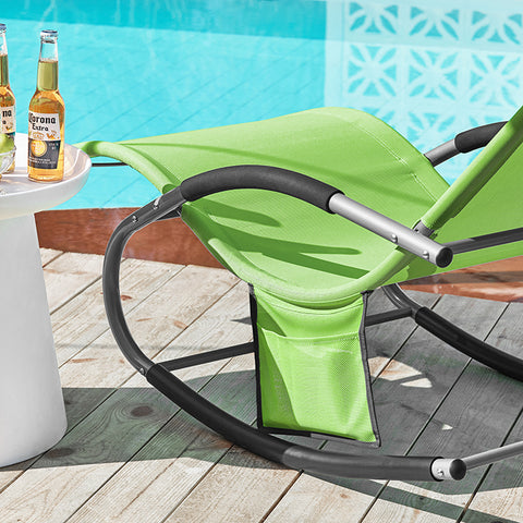 Sobuy | Zahrada Lounger | Sun Lounger s taškou | Ležící židle zelená | OGS28-GR