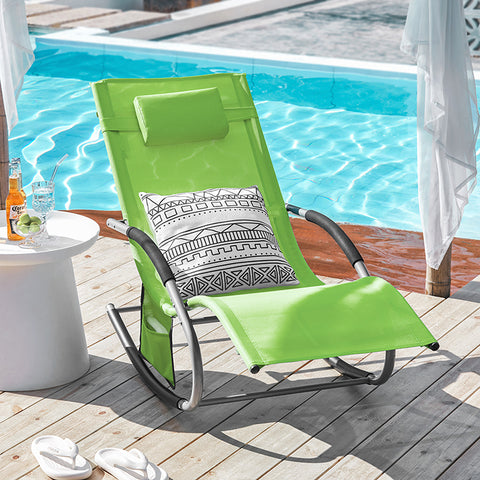 Sobuy | Zahrada Lounger | Sun Lounger s taškou | Ležící židle zelená | OGS28-GR