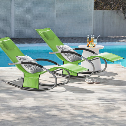 Vorverkauf | SoBuy Sonnenliege 2-er Set Liegestuhl für Gärten, Höfe 63x87x150cm Grün OGS28-GRx2