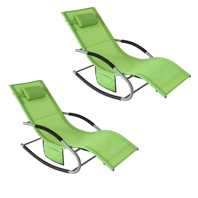 SoBuy Sonnenliege 2-er Set Liegestuhl für Gärten, Höfe 63x87x150cm Grün OGS28-GRx2