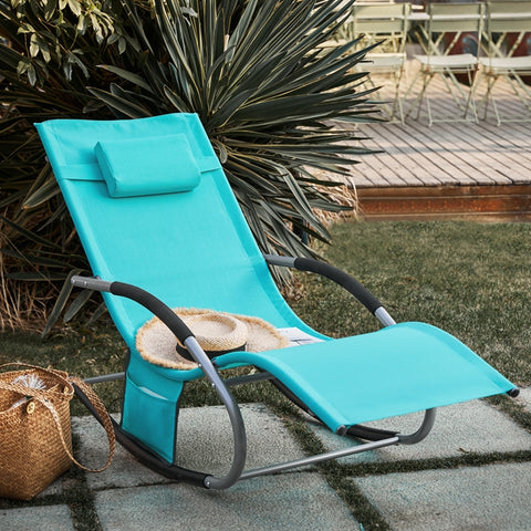 Sobuy | Zahrada Lounger | Sun Lounger s taškou | Lounge židle tyrkysová | OGS28-HB