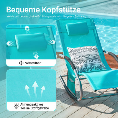 SoBuy Sonnenliege 2-er Set Liegestuhl für Gärten, Höfe 63x87x150cm Türkis OGS28-HBx2