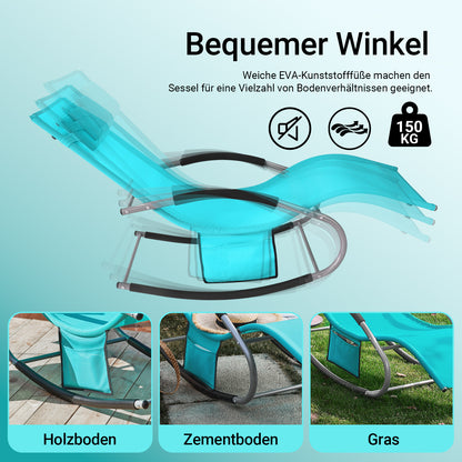 SoBuy Sonnenliege schaukel Liegestuhl für Gärten, Höfe 63x87x150cm Türkis OGS28-HB