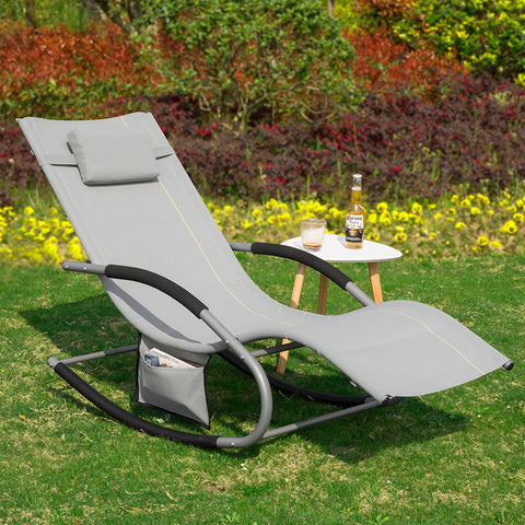 Sobuy | Zahrada Lounger | Sun Lounger s taškou | Ležící židle šedá | OGS28-HG