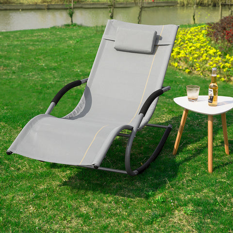 Sobuy | Zahrada Lounger | Sun Lounger s taškou | Ležící židle šedá | OGS28-HG