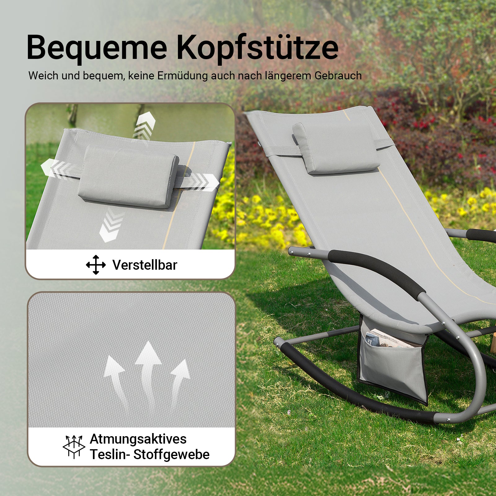 Vorverkauf | SoBuy Sonnenliege 2-er Set Liegestuhl für Gärten, Höfe 63x87x150cm Grau OGS28-HGx2