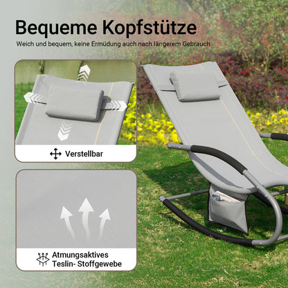Vorverkauf | SoBuy Sonnenliege 2-er Set Liegestuhl für Gärten, Höfe 63x87x150cm Grau OGS28-HGx2