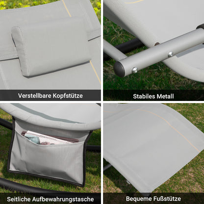 Vorverkauf | SoBuy Sonnenliege 2-er Set Liegestuhl für Gärten, Höfe 63x87x150cm Grau OGS28-HGx2