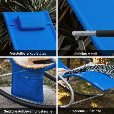 SoBuy Sonnenliege schaukel Liegestuhl für Gärten, Höfe 63x87x150cm Kleinblau OGS28-KB