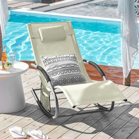 Sobuy | Zahrada Lounger | Sun Lounger s taškou | Palubní židle Beige | OGS28-MI