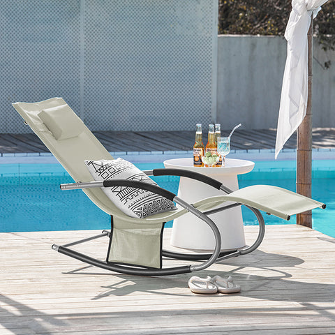Sobuy | Zahrada Lounger | Sun Lounger s taškou | Palubní židle Beige | OGS28-MI