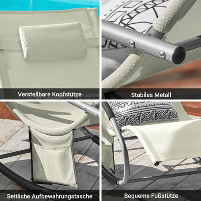 SoBuy Sonnenliege schaukel Liegestuhl für Gärten, Höfe 63x87x150cm Beige OGS28-MI