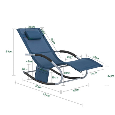 SoBuy Sonnenliege schaukel Liegestuhl für Gärten, Höfe 63x87x150cm Denimblue OGS28-NB